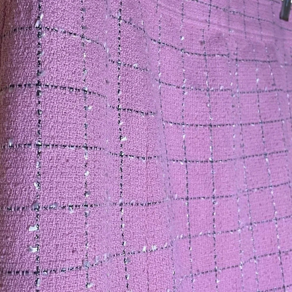 Nicole. Nicole Miller Women's Windowpane Pink Plaid Ruffle Trim Skirt Size 8 - Picture 4 of 11